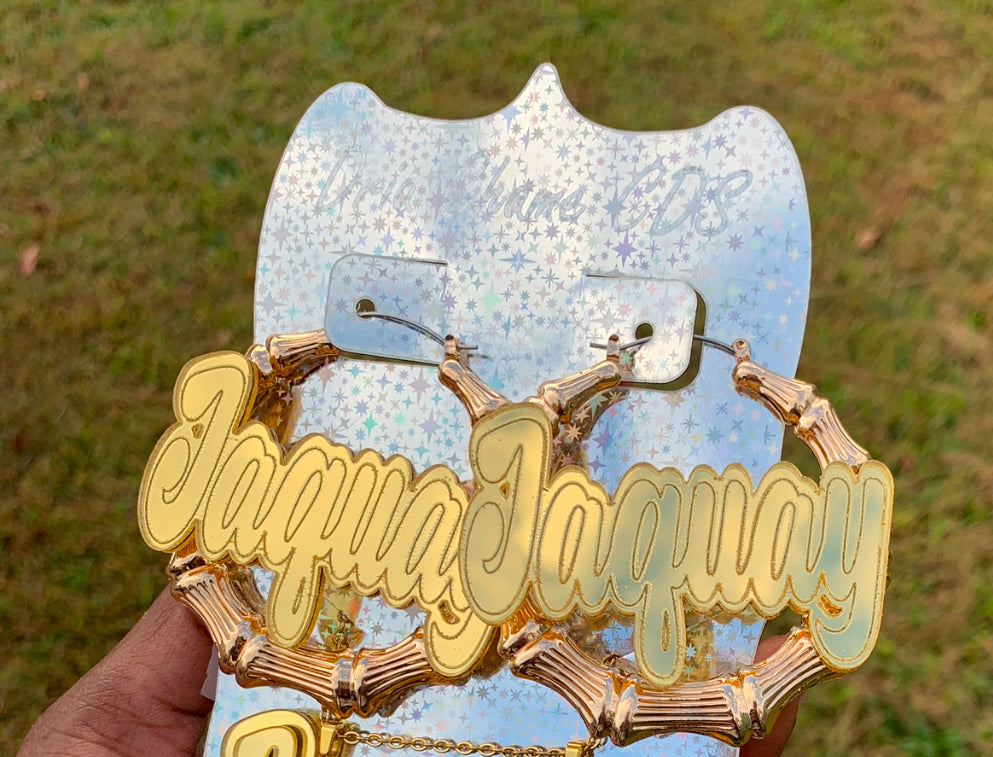 Simple Bamboo Nameplate Hoops