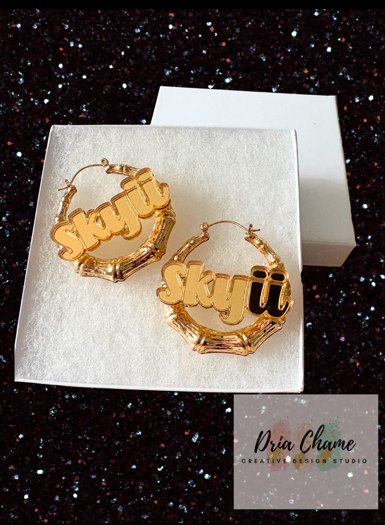 Simple Bamboo Nameplate Hoops