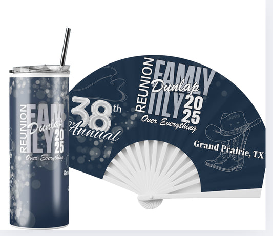 Dunlap family Clack fan and tumbler